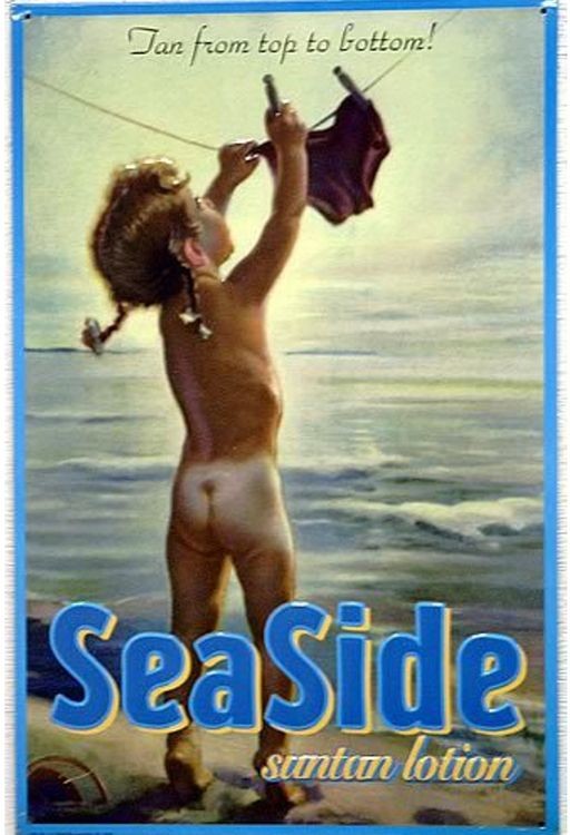 signs 4 fun Seaside Suntan Lotion Metal Sign