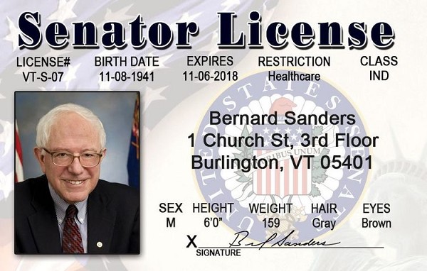 signs 4 fun Senator Bernie Sanders ID