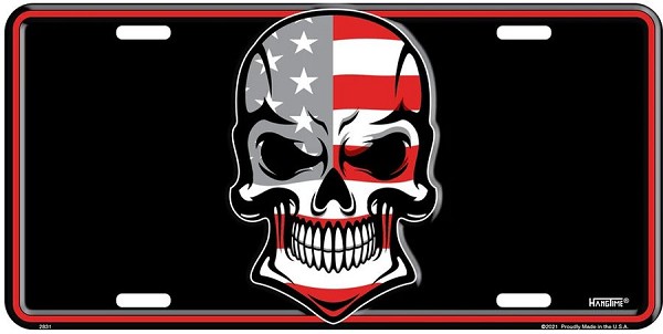 signs 4 fun Skull and Flag License Plate