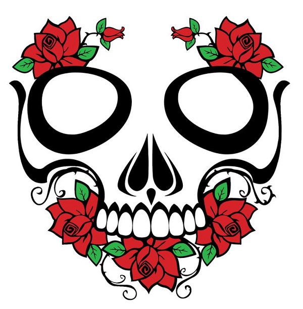 signs 4 fun Skull And Roses Large Sticker