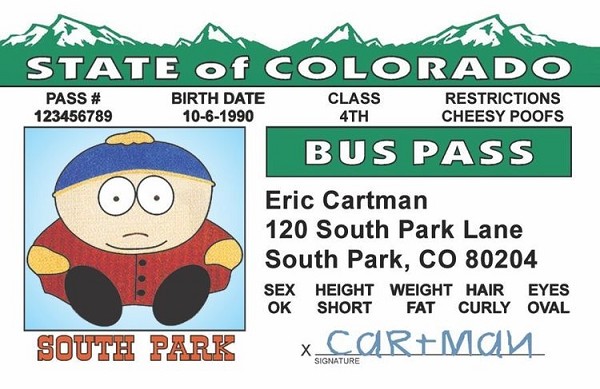 signs 4 fun So Park - Cartman Bus Pass