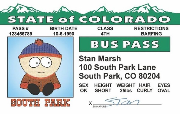 signs 4 fun So Park - Stan Bus Pass