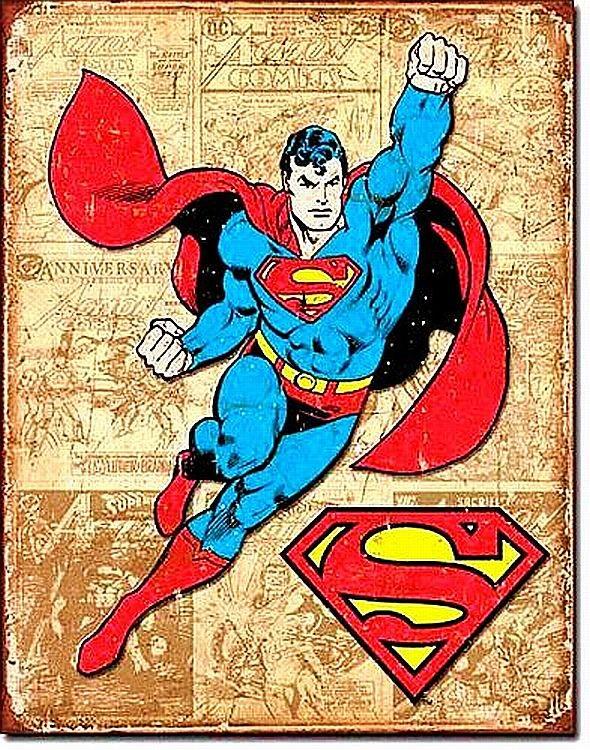 signs 4 fun Superman Weathered Metal Tin Sign