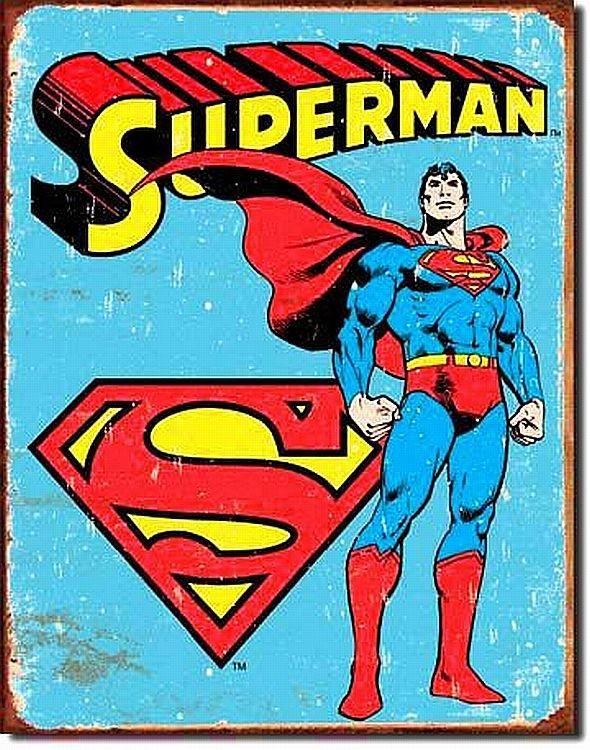 signs 4 fun Superman with Logo Metal Tin Sign