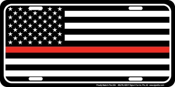 signs 4 fun Thin Red Line License Plate