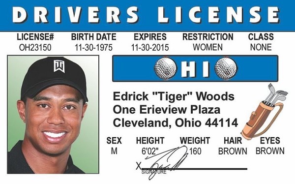 signs 4 fun Tiger Woods ID