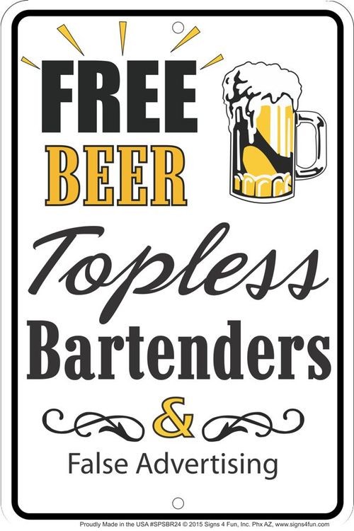signs 4 fun Topless Beer Sm. Parking Sign