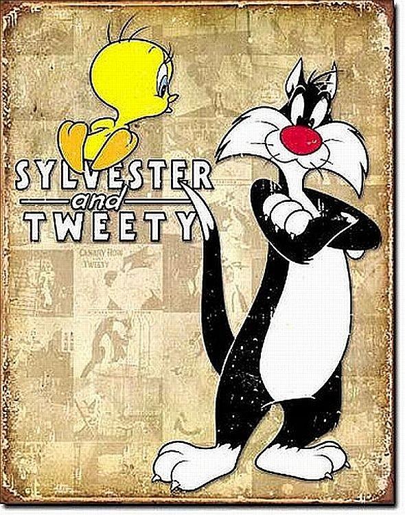 signs 4 fun Tweety & Sylvester Retro Metal Tin Sign