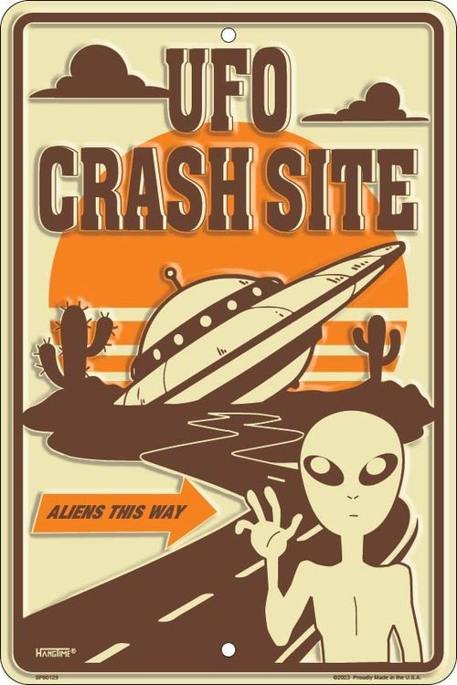 signs 4 fun UFO Crash Site Alien Sm. Parking Sign