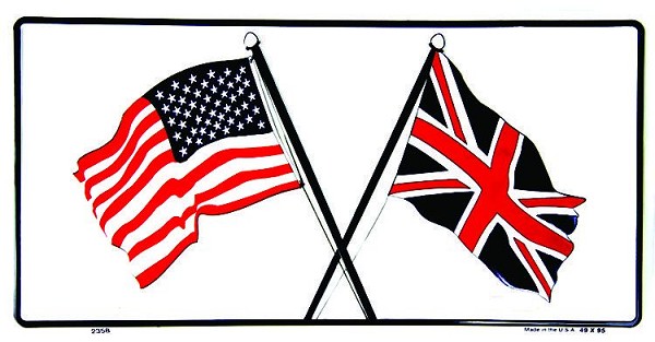 signs 4 fun US & British Flags License Plate
