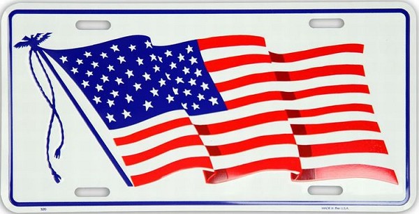 signs 4 fun US Flag Waving License Plate