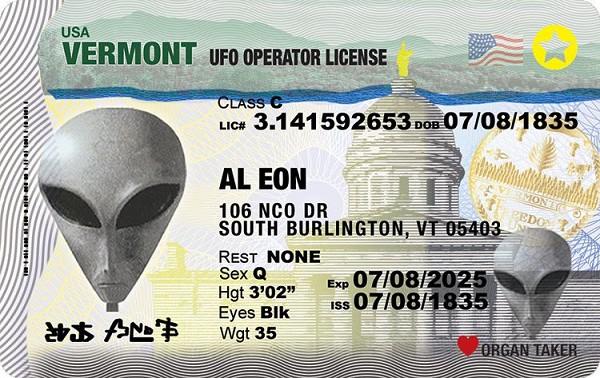 signs 4 fun Vermont Alien ID