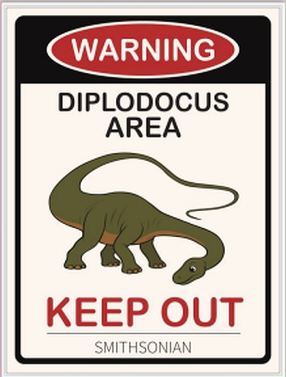 signs 4 fun Warning Diplodocus Metal Sign