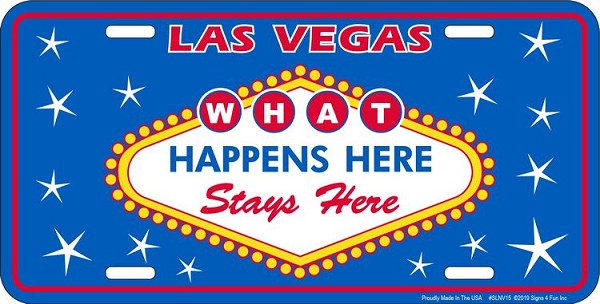signs 4 fun What Happens in Vegas License Plate