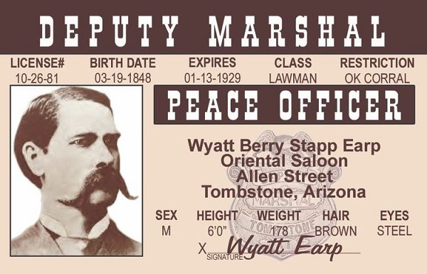 signs 4 fun Wyatt Earp ID