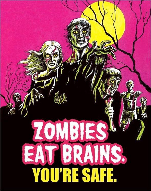signs 4 fun Zombies Eat Brains Metal Tin Sign
