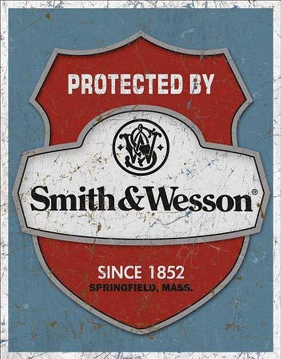 signs 4 fun Smith & Wesson Protected By Metal Tin Sign