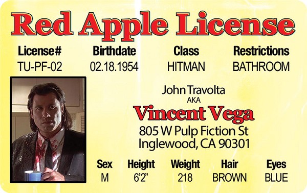 signs 4 fun Vincent Vega (John Travolta in Pulp Fiction)