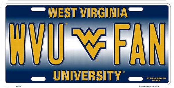 signs 4 fun West Virginia Mountaineers License Plate
