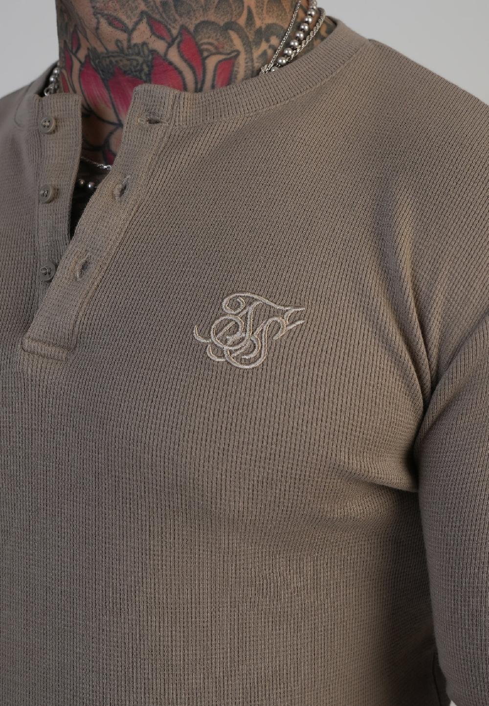 Sik Silk Beige Henley T-Shirt