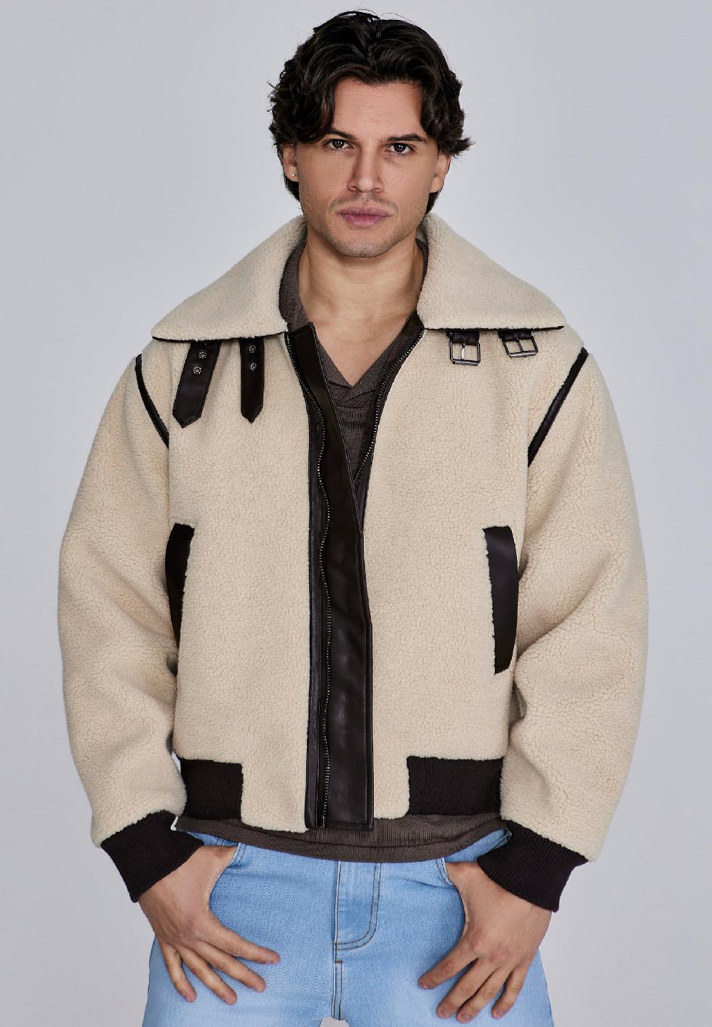 Sik Silk Beige Sherpa Bomber Jacket