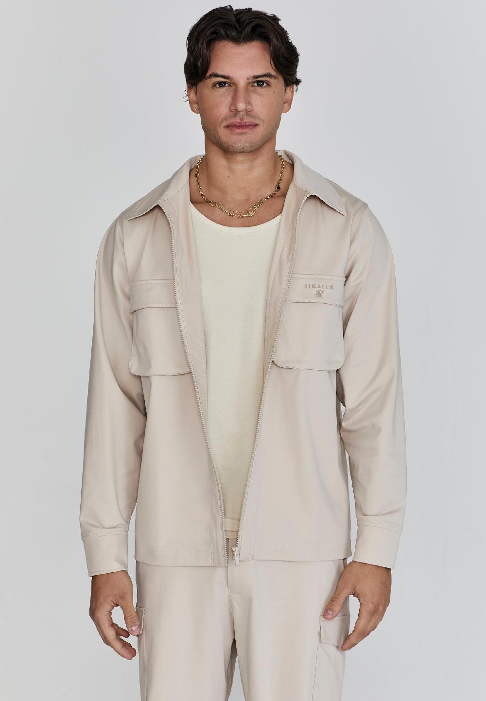 sik silk Beige Smart Utility Jacket