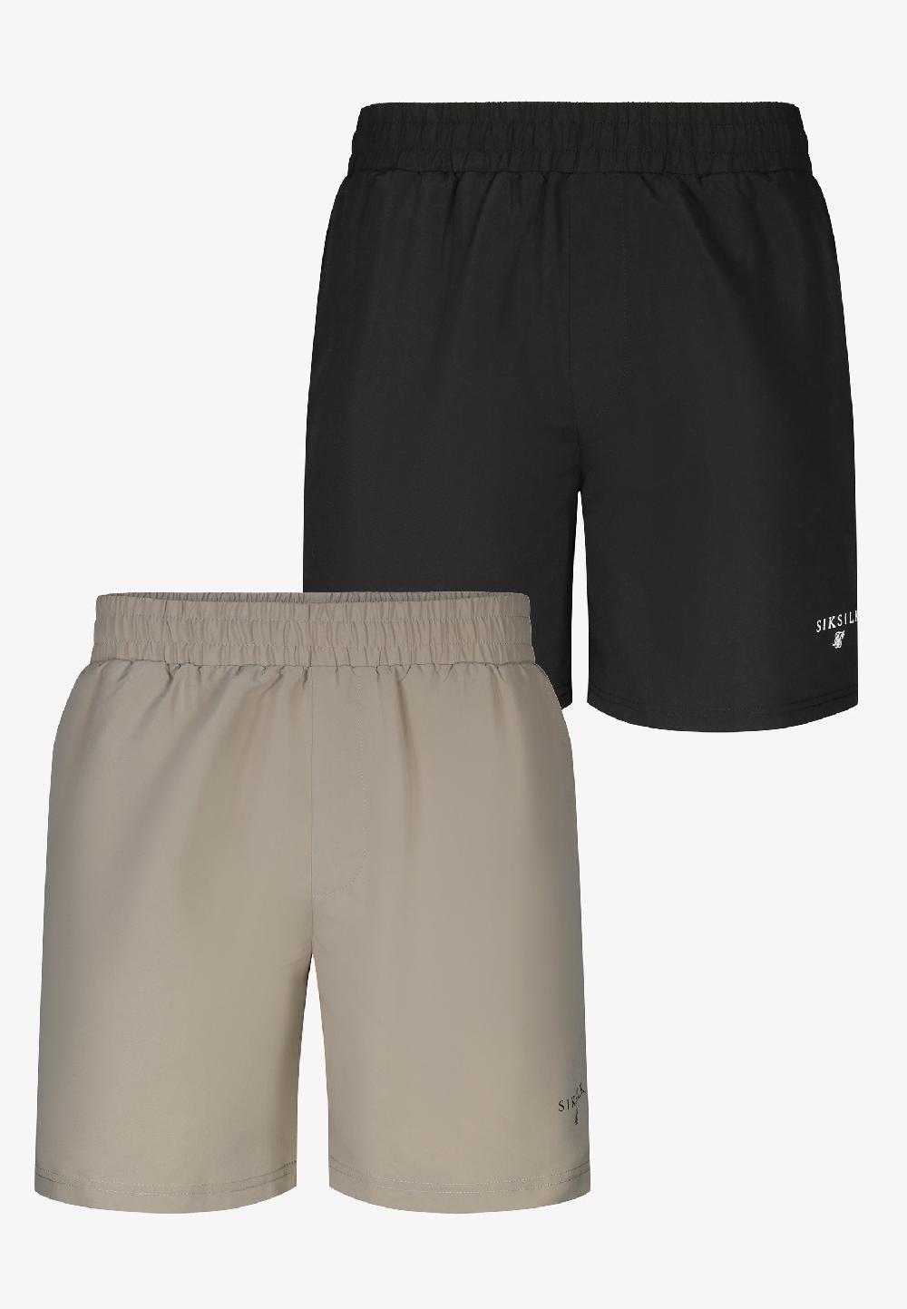 sik silk Black and Beige Pack of 2 Swim Shorts