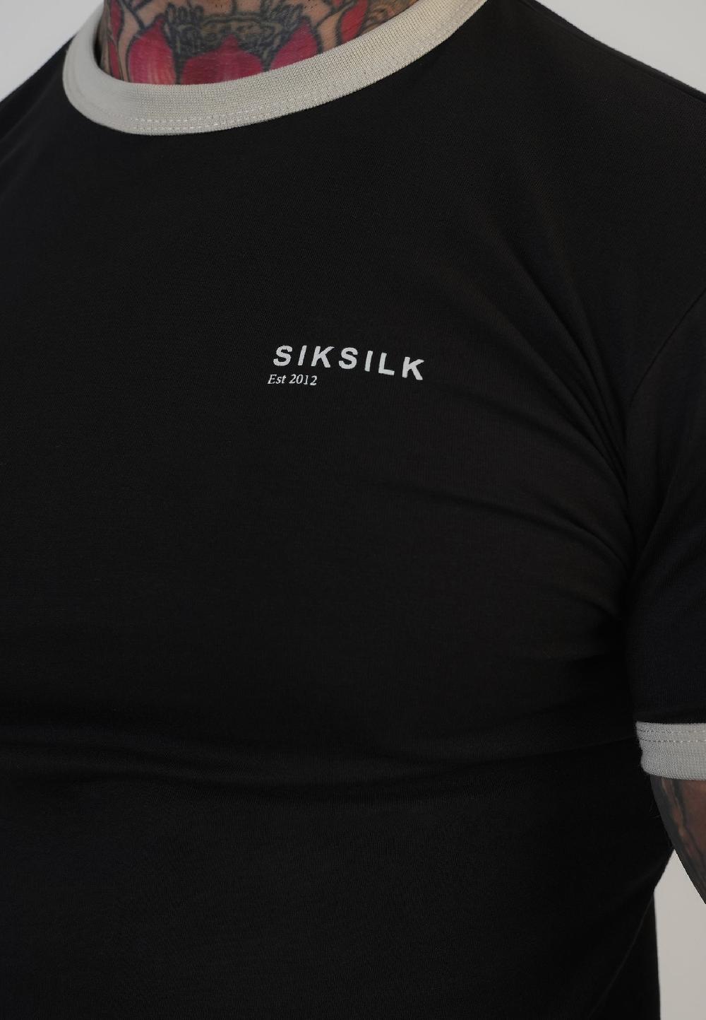 Sik Silk Black And Ecru Ringer T-Shirt