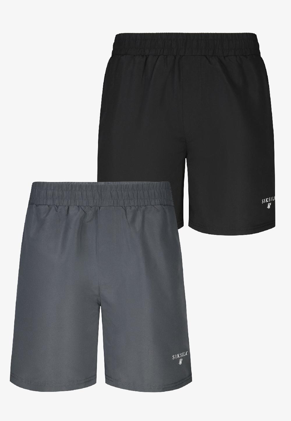 sik silk Black and Grey Pack of 2 Swim Shorts