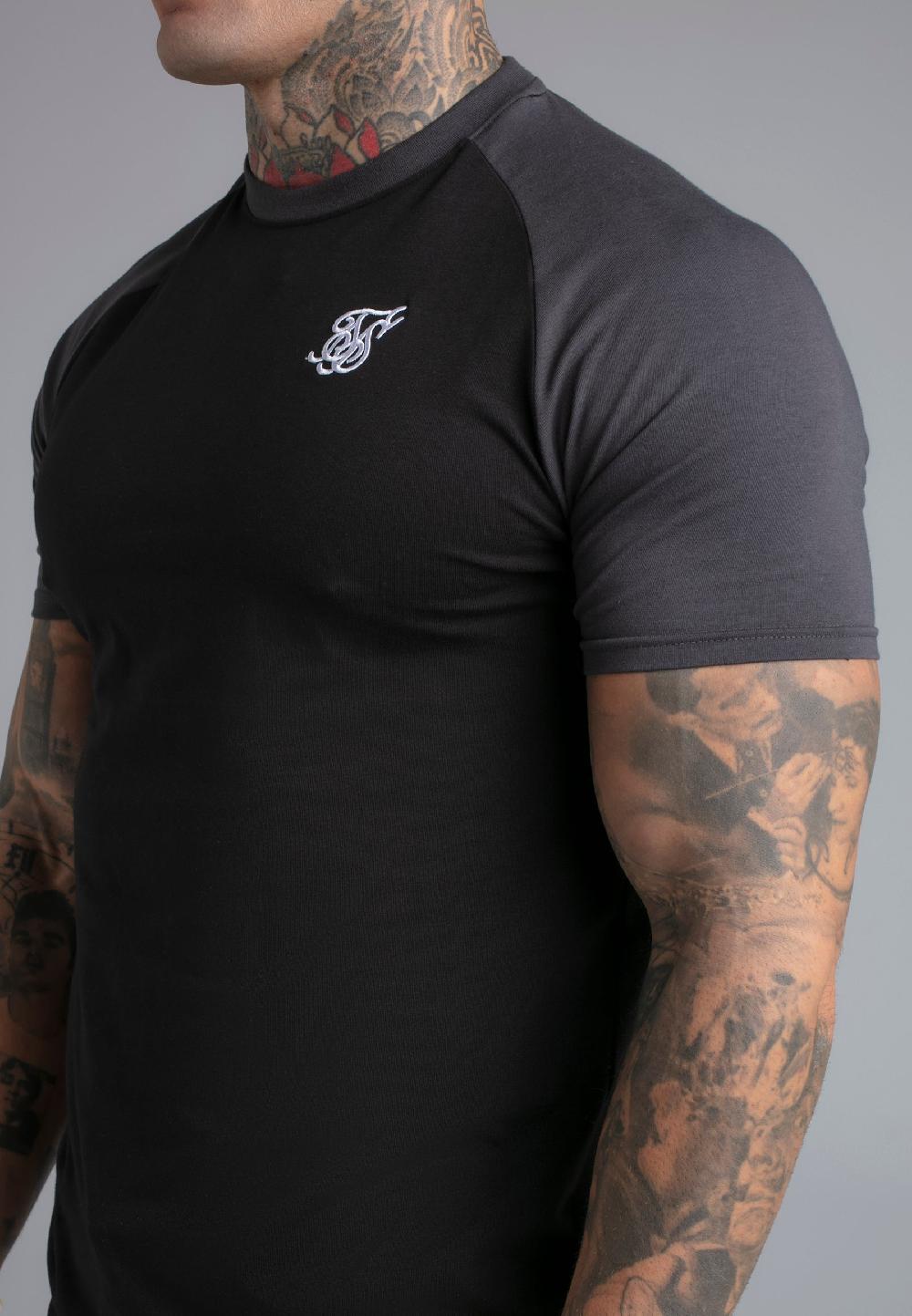 Sik Silk Black And Grey Raglan T-Shirt
