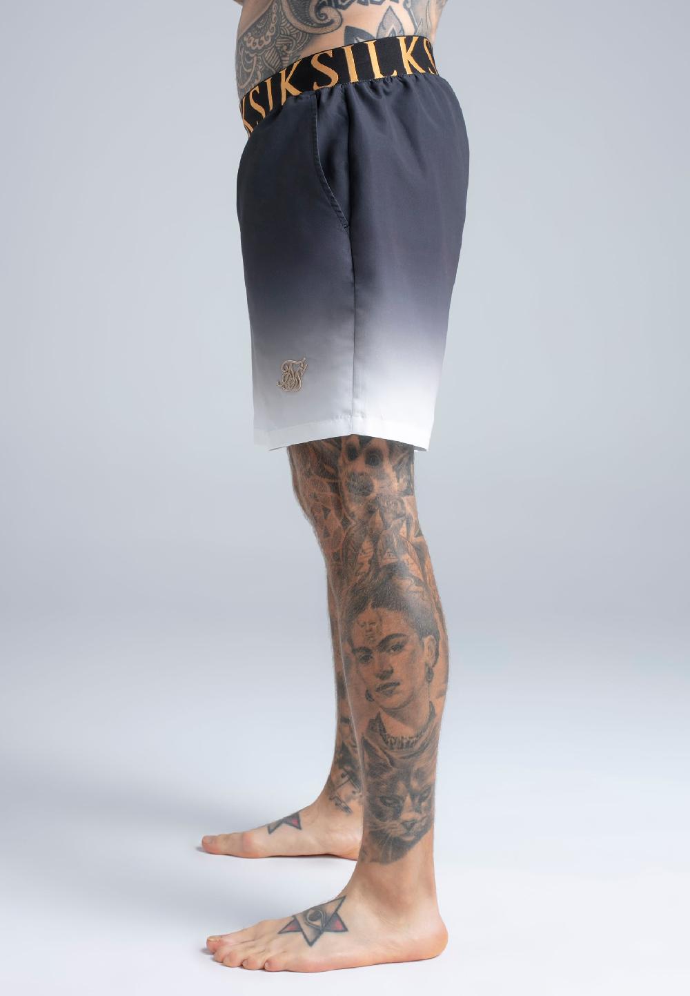 Sik Silk Black And White Fade Swim Shorts