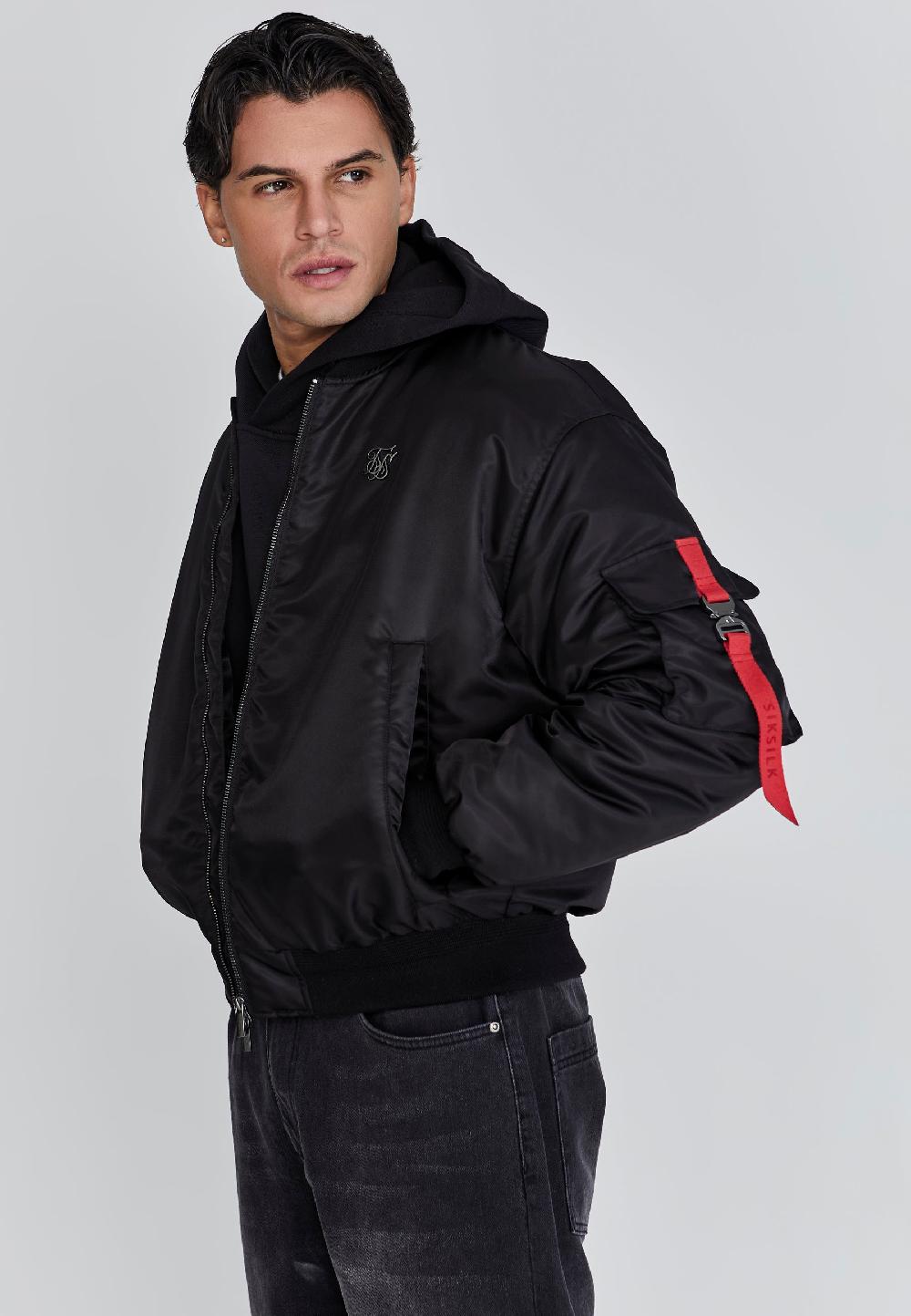 sik silk Black Bomber Jacket