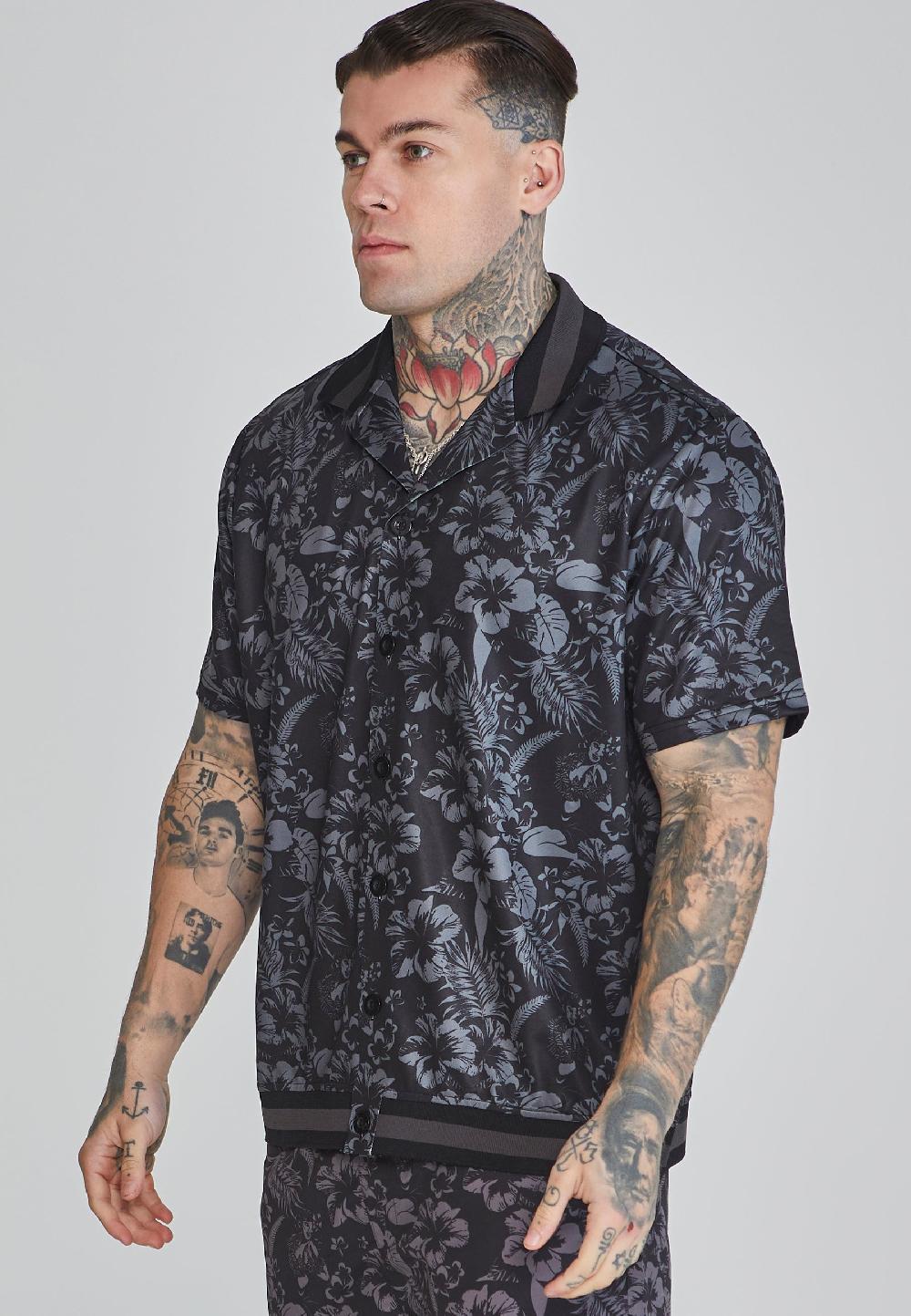 sik silk Black Bowling Shirt