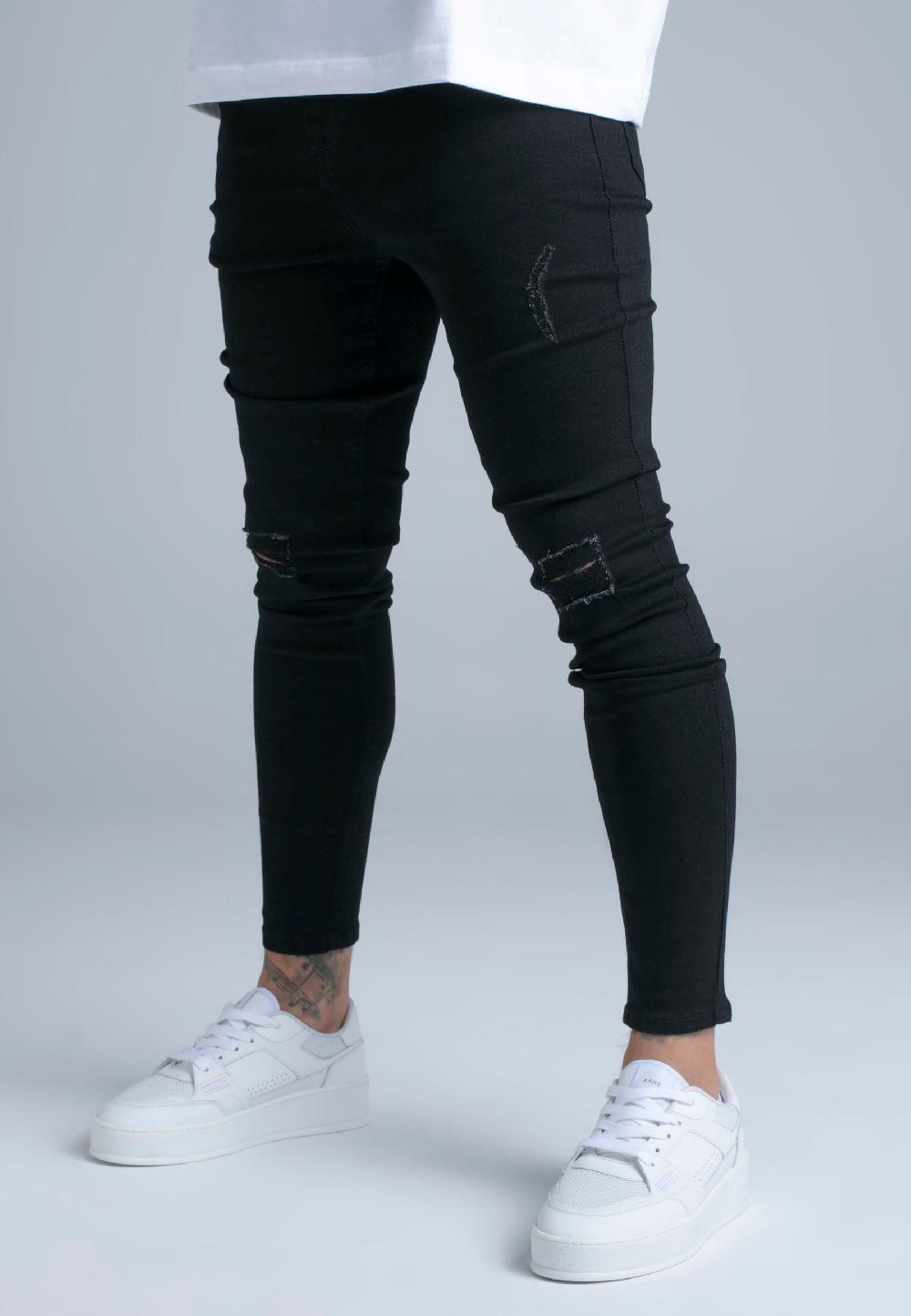 sik silk Black Distressed Skinny Jeans