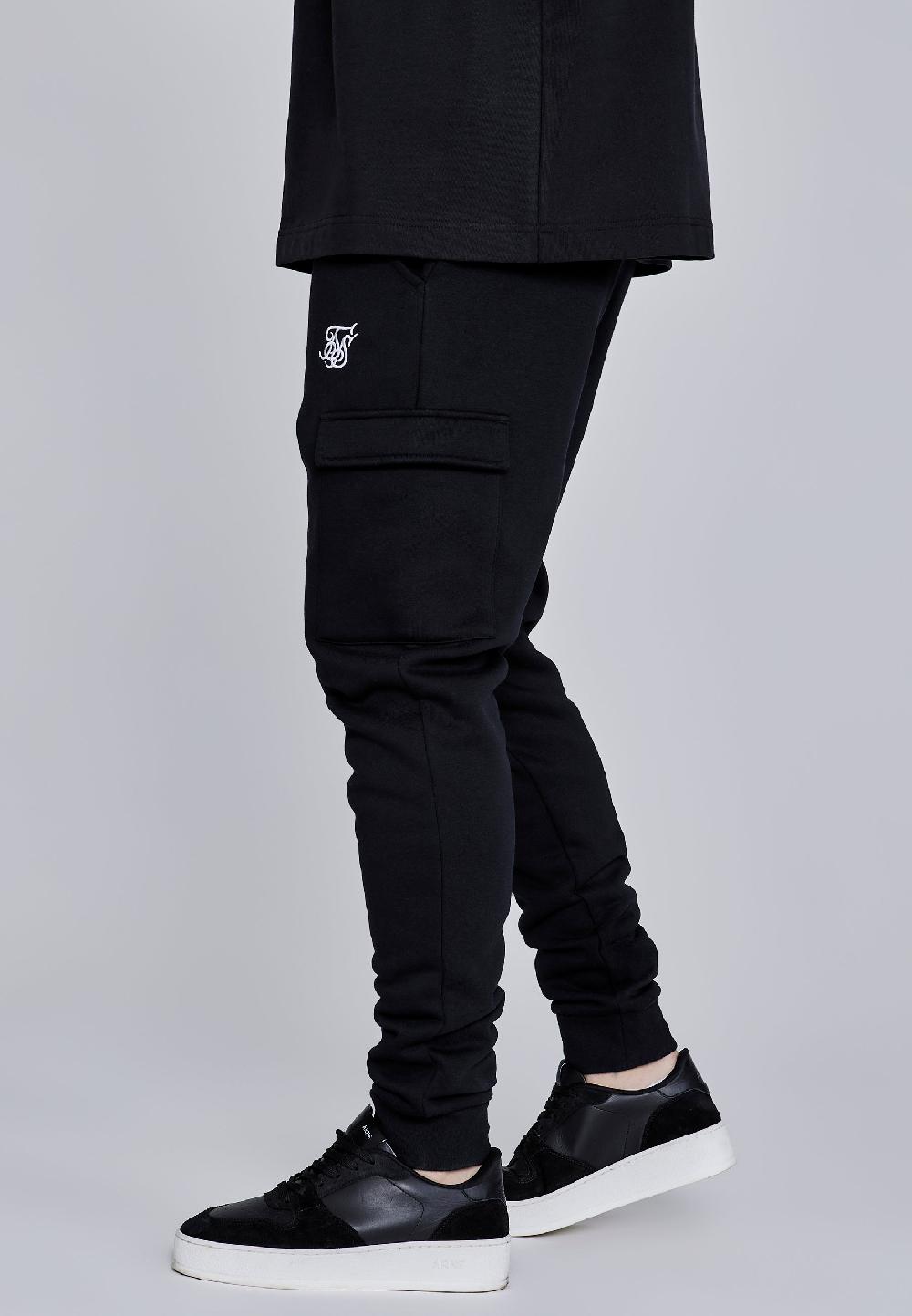 Sik Silk Black Essentials Cargo Joggers