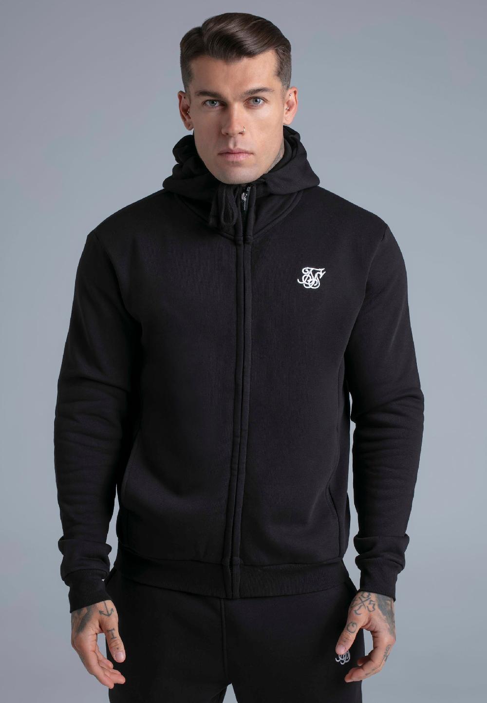 sik silk Black Essentials Full Zip Hoodie