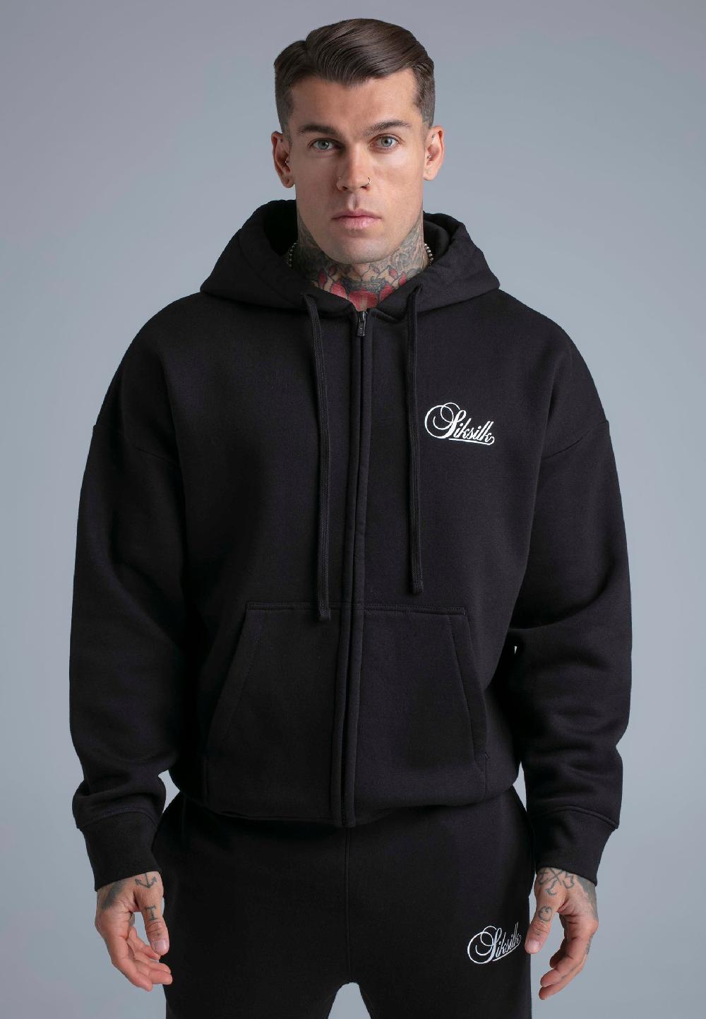 sik silk Black Essentials Full Zip Hoodie