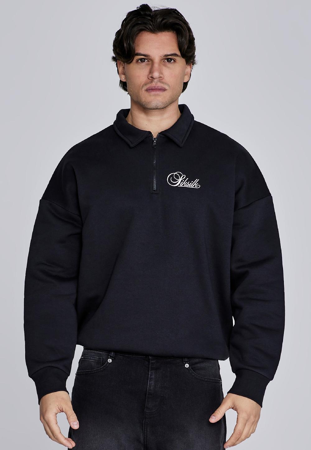 Sik Silk Black Essentials Polo Sweater