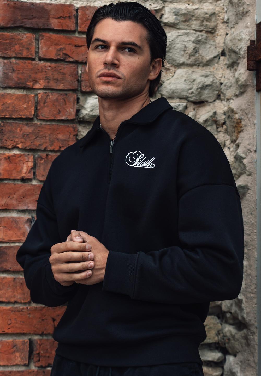 sik silk Black Essentials Polo Sweater