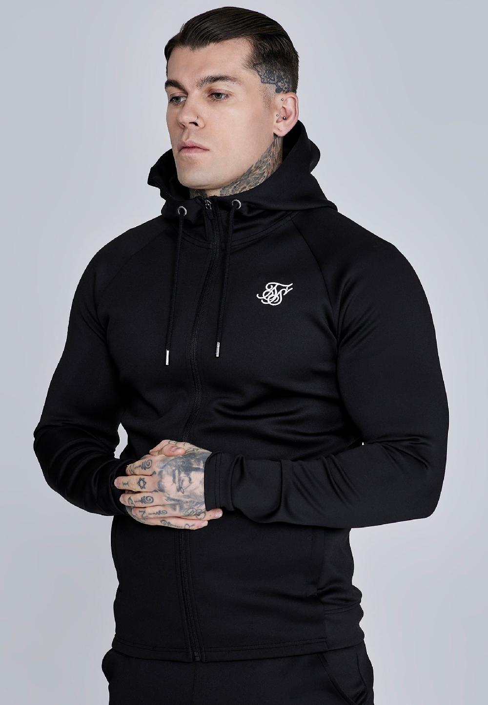sik silk Black Essentials Poly Full Zip Hoodie