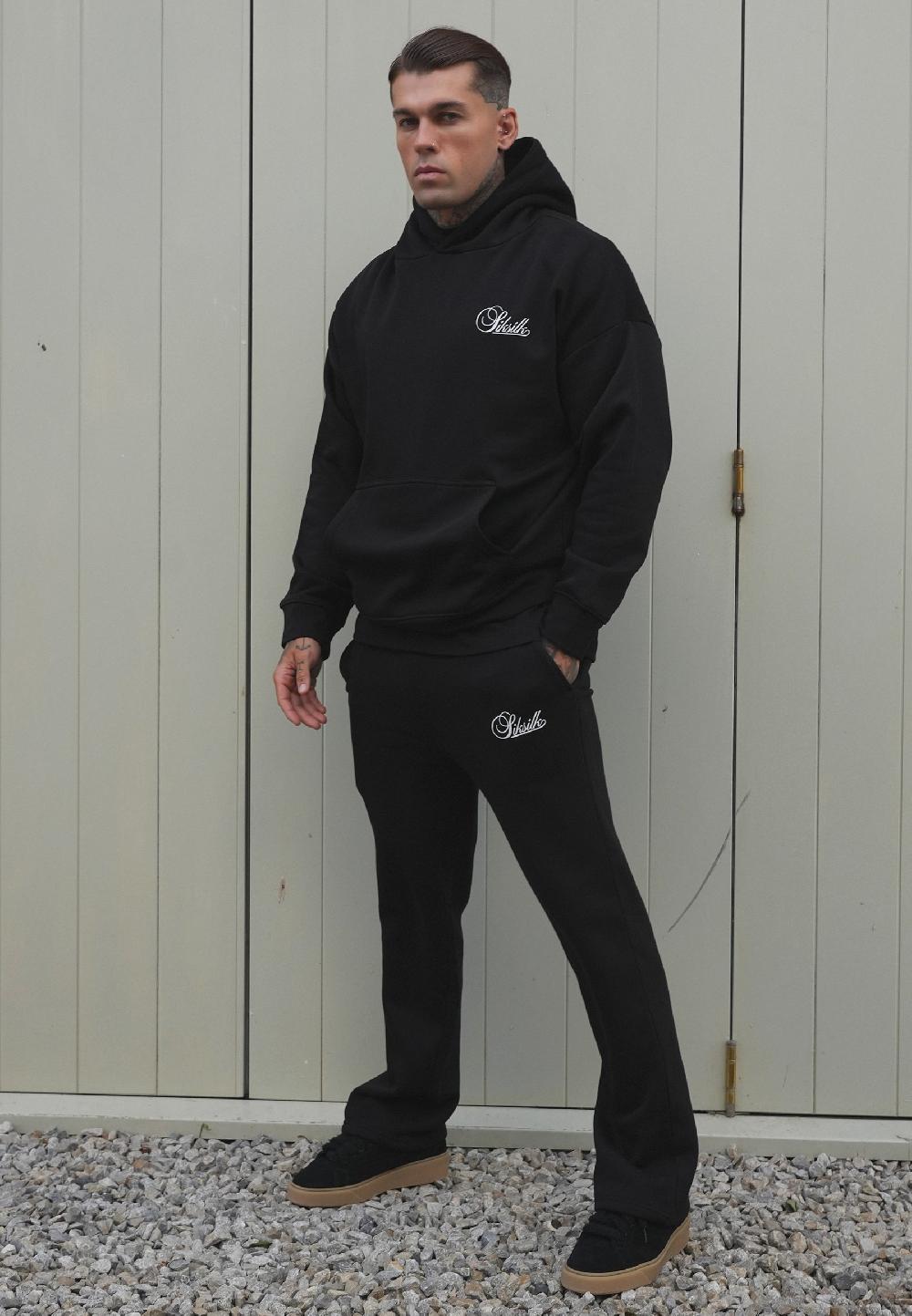 sik silk Black Hoodie and Joggers Set