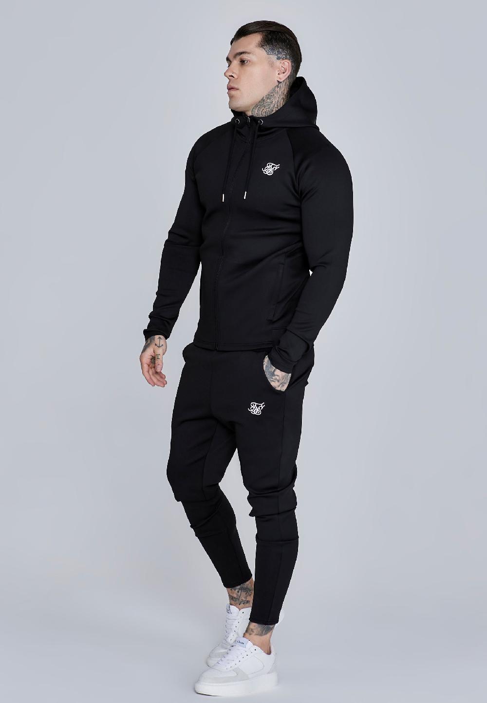 sik silk Black Hoodie and Joggers Set