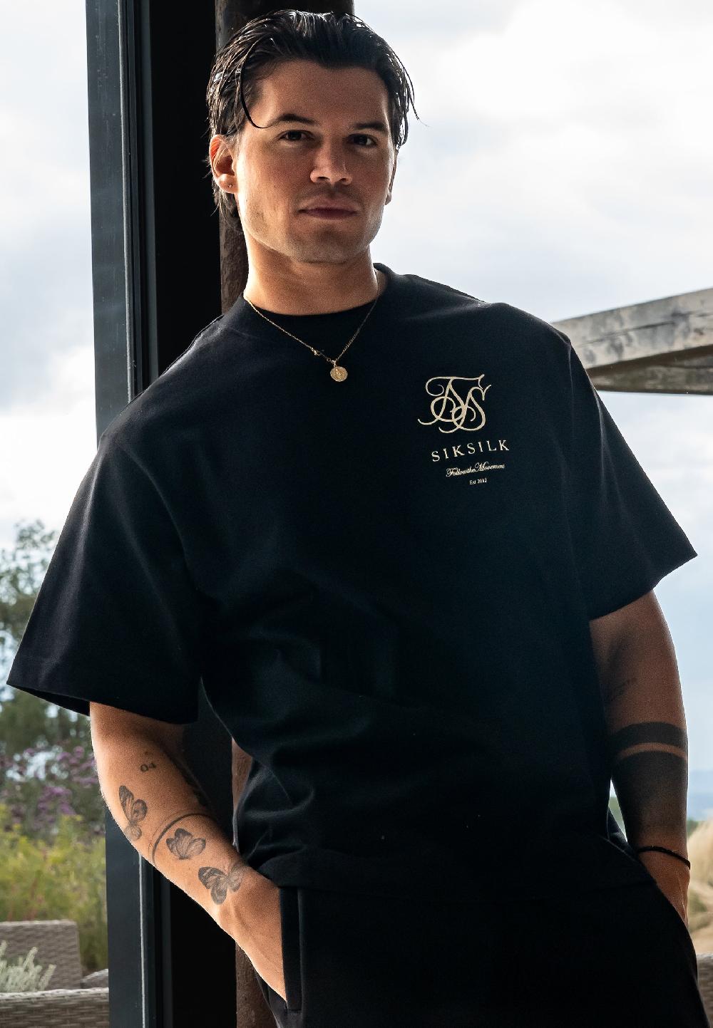 sik silk Black Logo T-Shirt