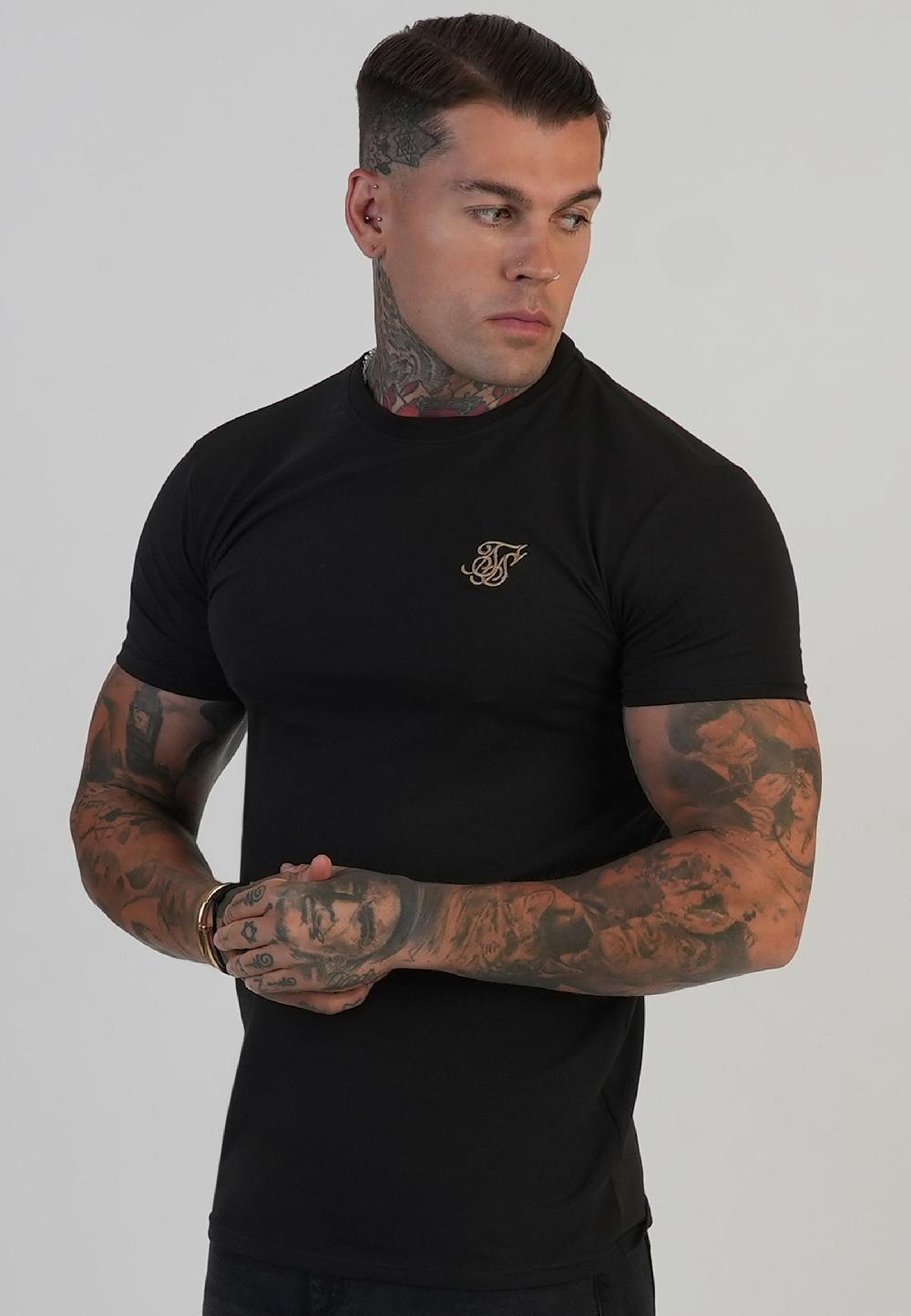 sik silk Black Muscle Fit T-Shirt