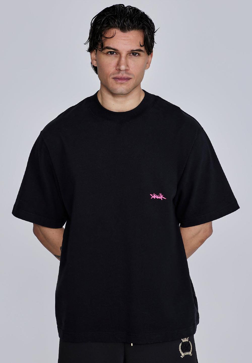 sik silk Black Neon Pink Oversized T-Shirt