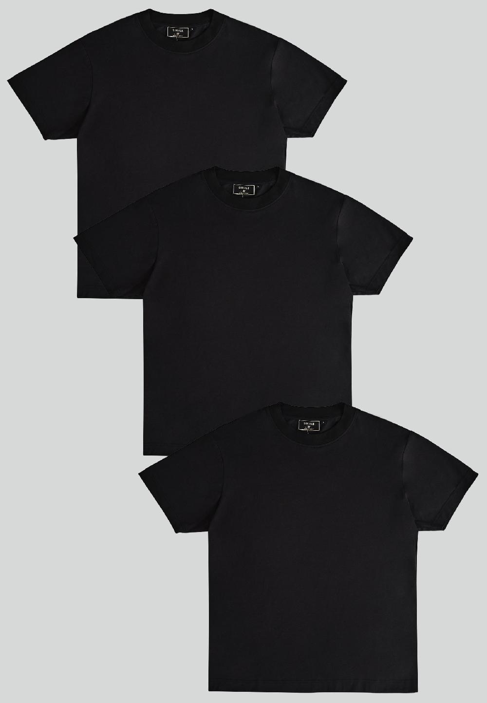 sik silk Black Pack of 3 T-Shirts