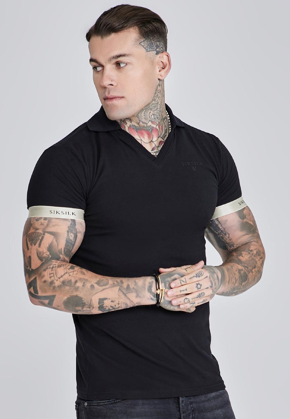 sik silk Black Polo T-Shirt