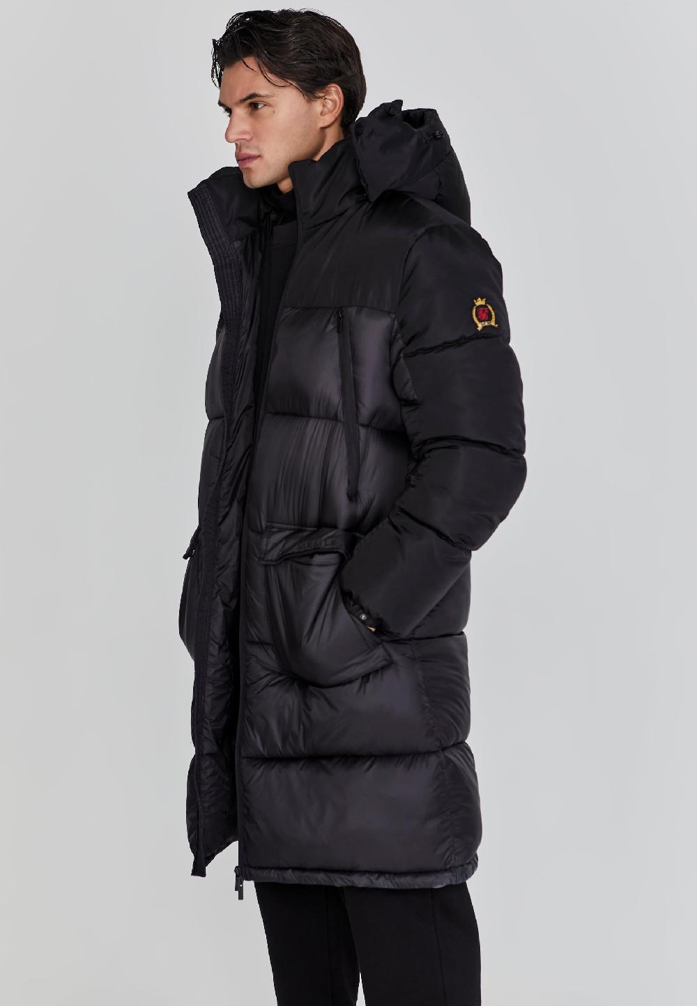 sik silk Black Puffer Coat