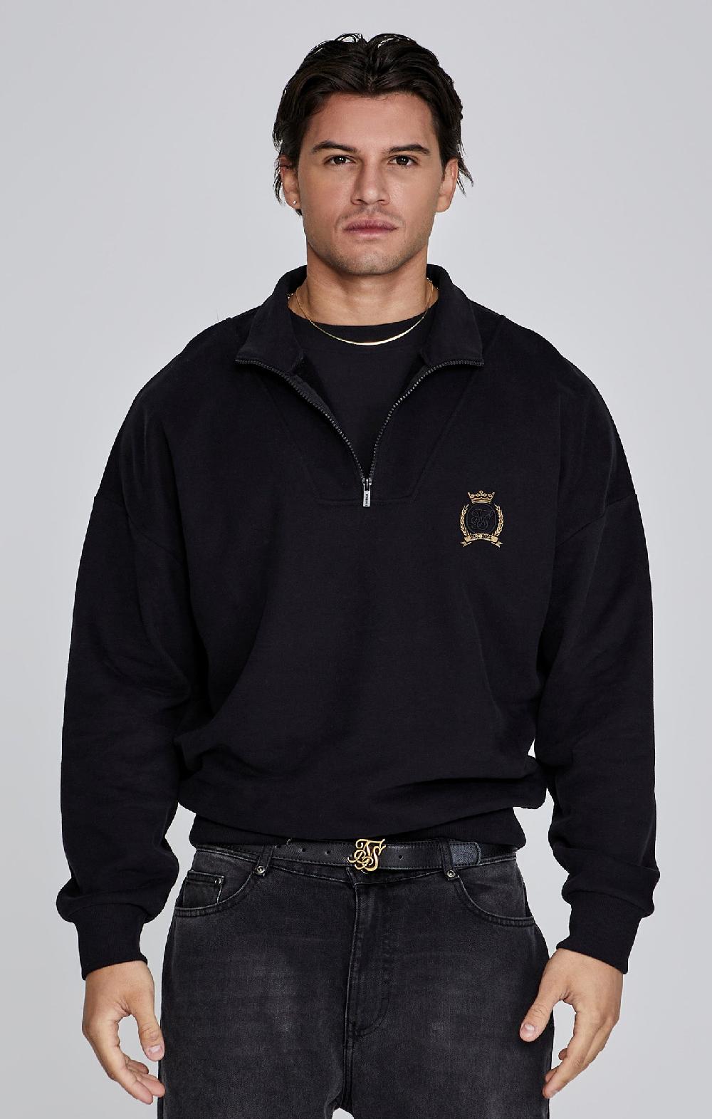 Sik Silk Black Quarter Zip Sweater