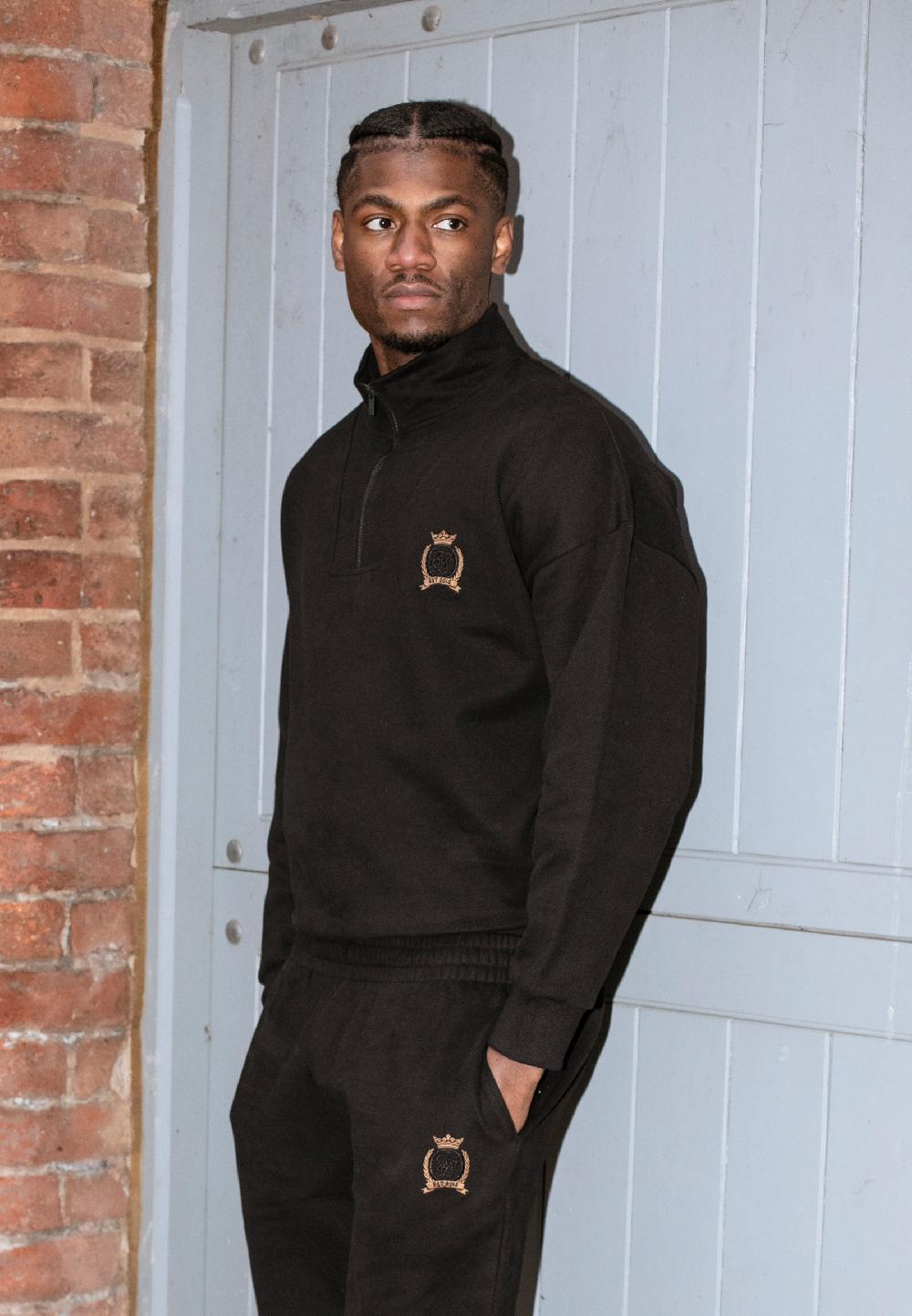 sik silk Black Quarter Zip Sweater